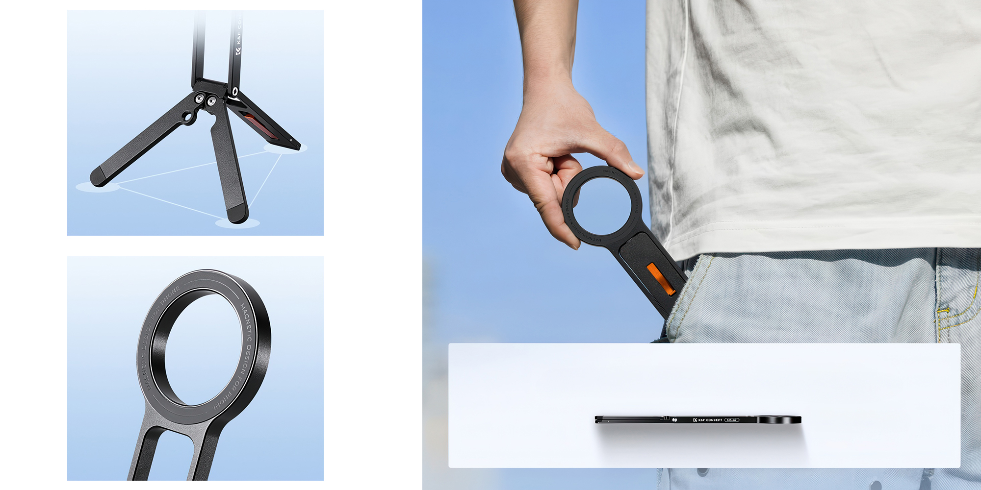 Statyw K&F Concept KF MS-47 z uchwytem magnetycznym - czarny - Zawsze pod ręką